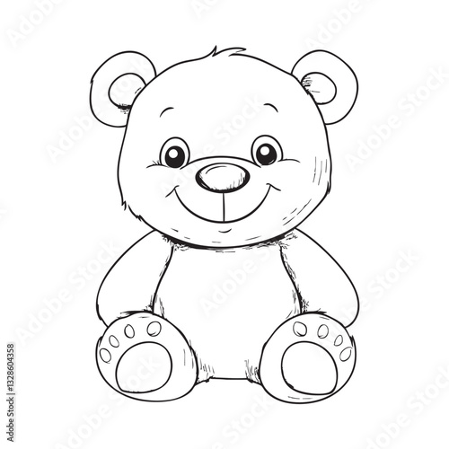 Cute teddy bear line art vector illustration style design