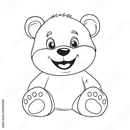 Cute teddy bear line art vector illustration style design