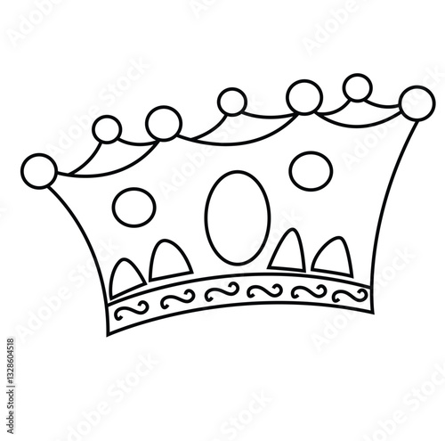 Cute cartoon hand drawn vector crown coloring page.