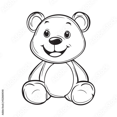 Cute teddy bear line art vector illustration style design