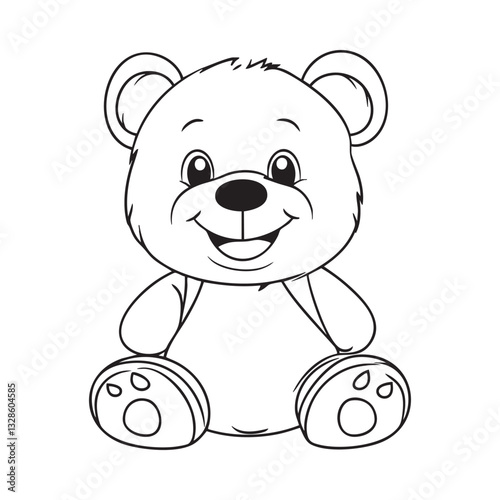 Cute teddy bear line art vector illustration style design