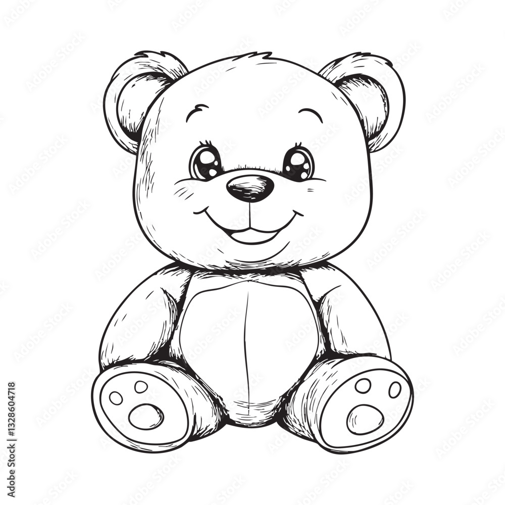 Obraz premium Cute teddy bear line art vector illustration style design