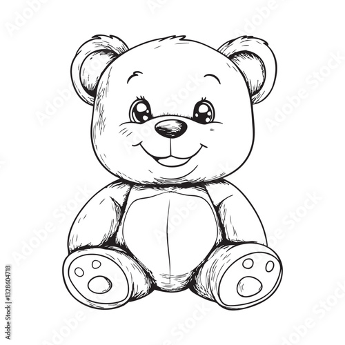 Cute teddy bear line art vector illustration style design