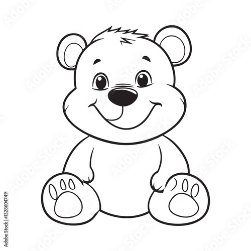 Cute teddy bear line art vector illustration style design