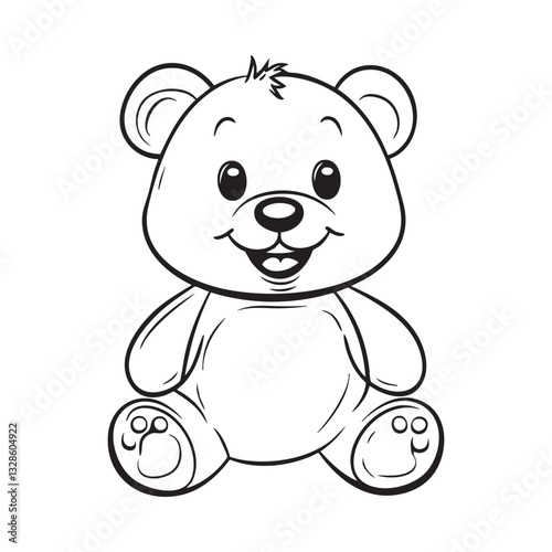 Cute teddy bear line art vector illustration style design