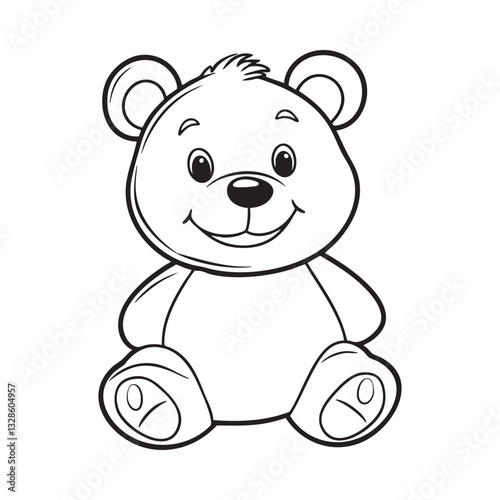 Cute teddy bear line art vector illustration style design