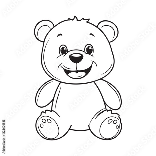 Cute teddy bear line art vector illustration style design