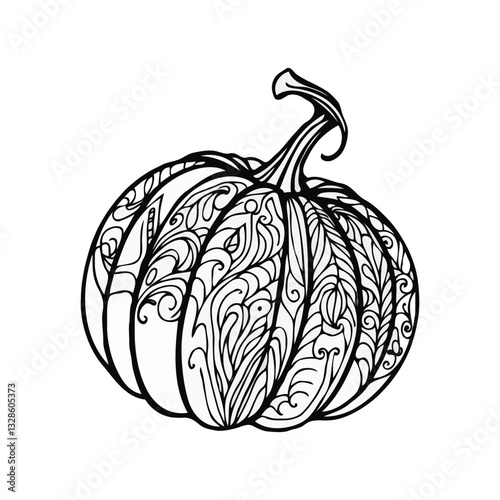 Zentangle pumpkin isolated on white background