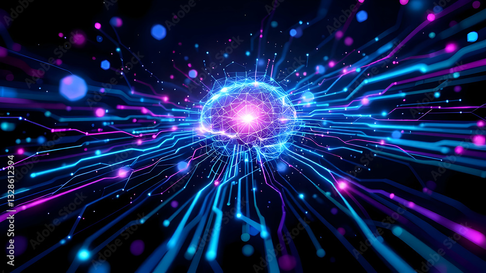 Naklejka premium AI Neural Network Visualization