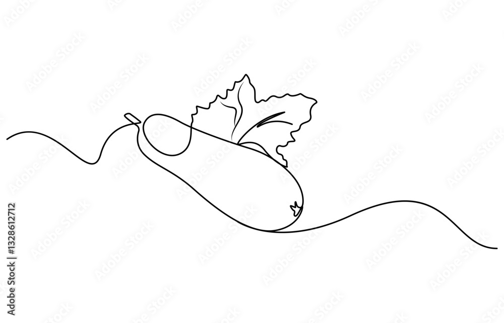 Fototapeta premium One continuous line drawing Bottle Gourd vegetable