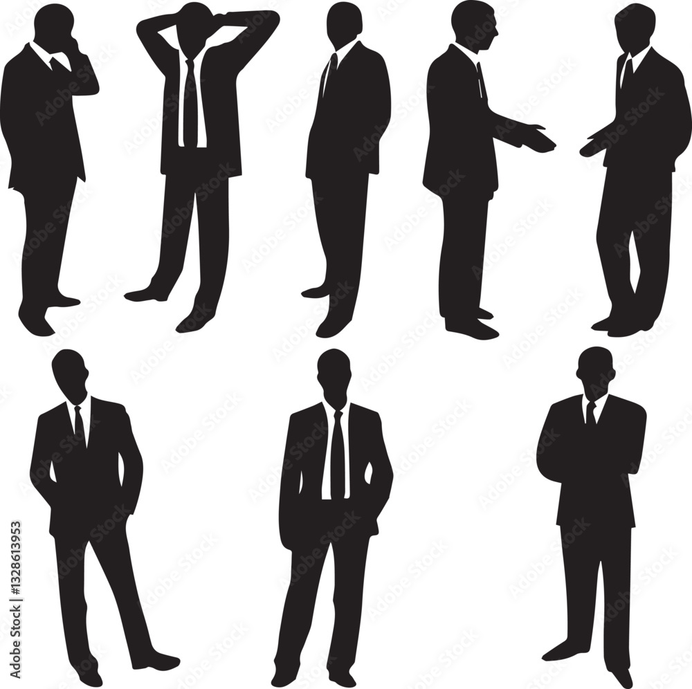 Man vector, business, businessman, men, team, group, teamwork, meeting, walking, success, standing vector set 