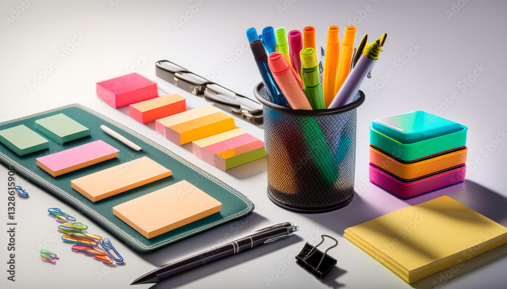Naklejka premium Productivity Booster Kit: office stationery set designed for productivity