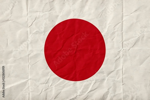 A Textured Japanese Flag Evokes A Sense Of History And Tradition With Its Crumpled Paper Effect And Bold Red Circle