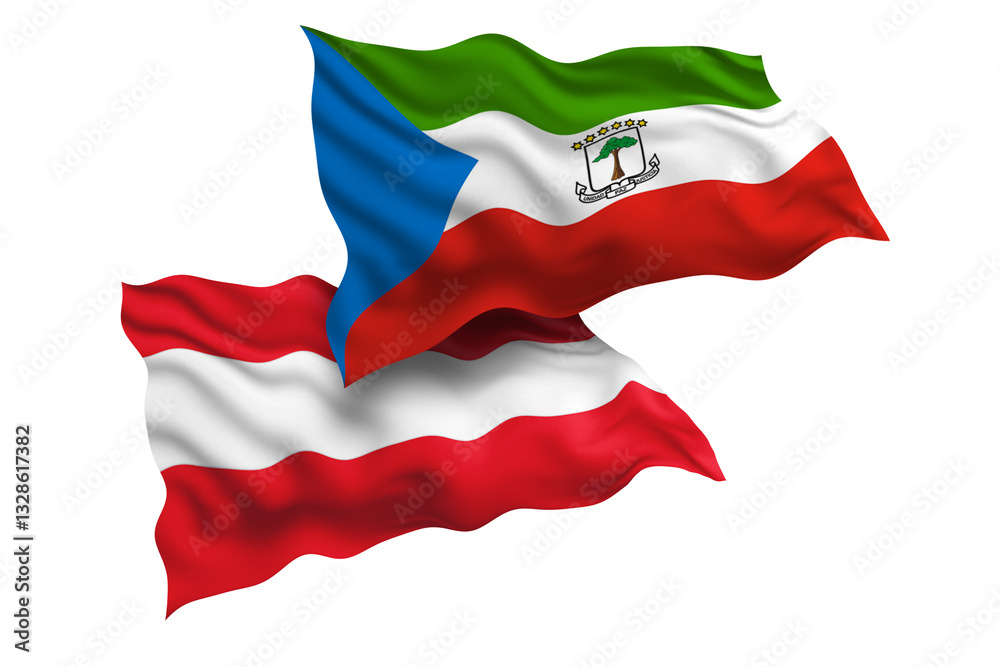 Naklejka premium Equatorial Guinea and Austria Friendship Flags Diplomatic Relations of Two countries, Sports competition