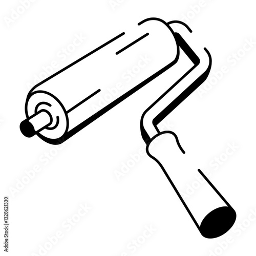 Paint roller icon in hand drawn style 
