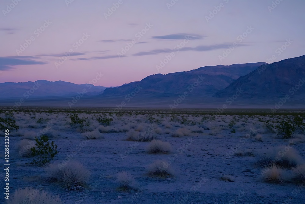 Obraz premium Desert shrubs with mountain backdrop at sunset, for western themed travel website