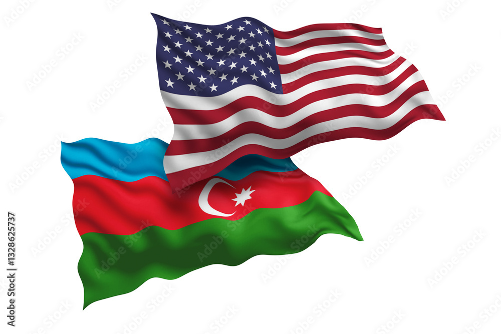 Fototapeta premium United States and Azerbaijan Friendship Flags Diplomatic Relations of Two countries, Sports competition