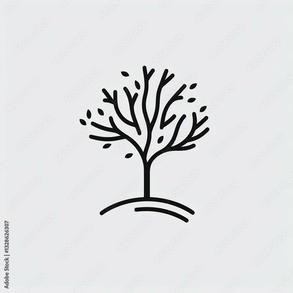 Obraz premium Minimalist Line Art Tree Logo Design