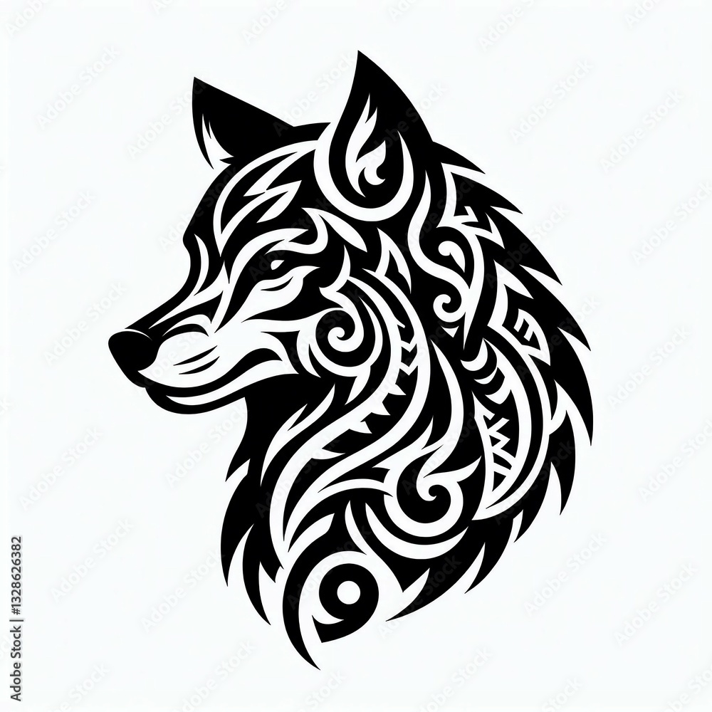 Fototapeta premium Tribal Wolf Head Tattoo Design