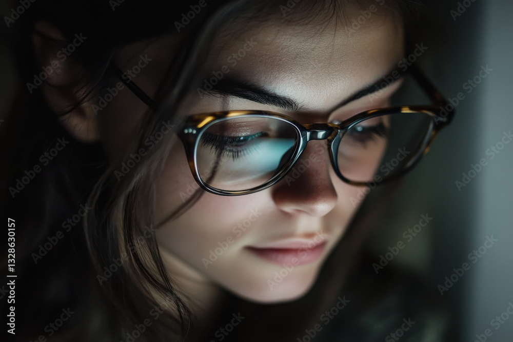 Fototapeta premium close up of young woman working on laptop