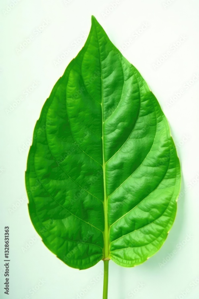 Obraz premium Delicate green leaf isolated on white background, botanical, plantlife