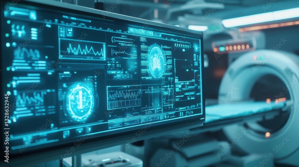 MRI scanner in a futuristic hospital MRI scanner in a futuristic hospital