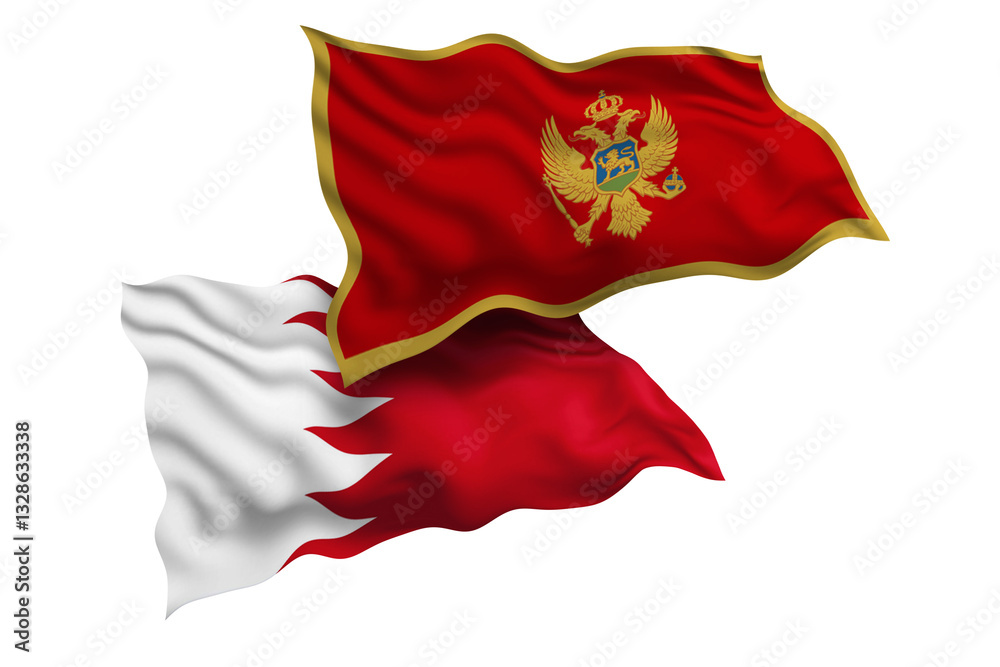 Montenegro and Bahrain Friendship Flags Diplomatic Relations of Two countries, Sports competition Montenegro and Bahrain Friendship Flags Diplomatic Relations of Two countries, Sports competition