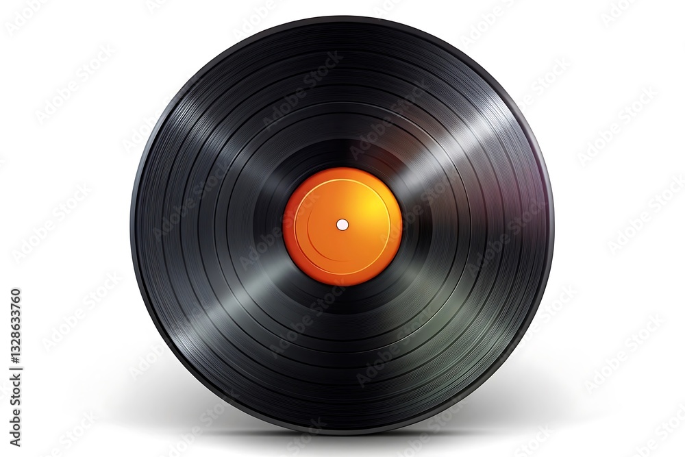 Fototapeta premium Black record with an orange label