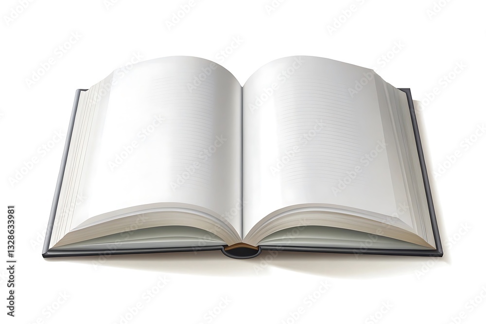 Book is open to a page with no writing on it Book is open to a page with no writing on it
