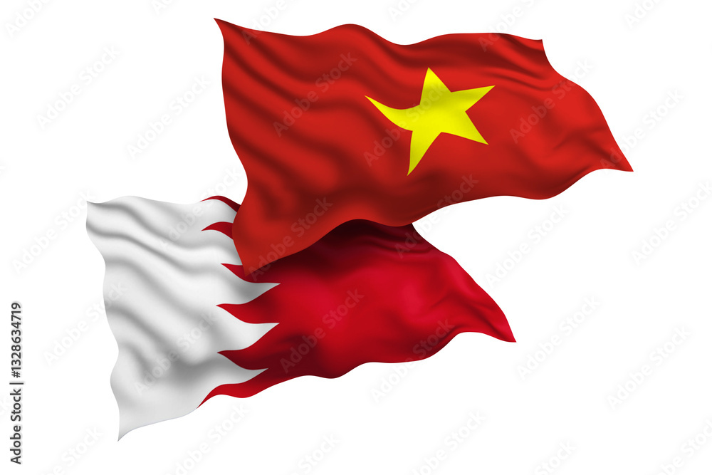 Vietnam and Bahrain Friendship Flags Diplomatic Relations of Two countries, Sports competition Vietnam and Bahrain Friendship Flags Diplomatic Relations of Two countries, Sports competition