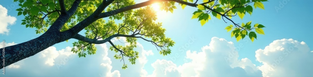 Fototapeta premium Isolated tree branches stretching towards sky, serenity, tree, calm