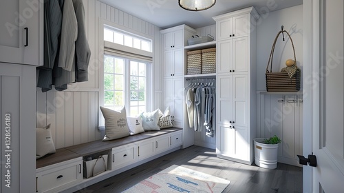 Inviting Mudroom Interior with Custom Cabinetry and Natural Light