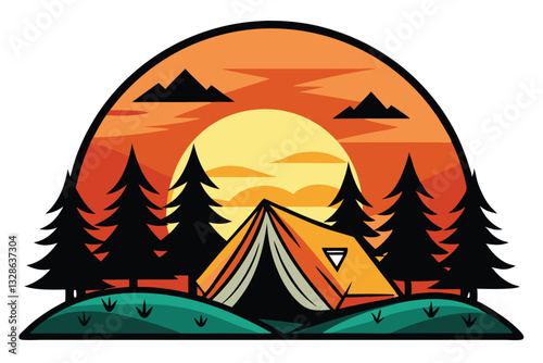 Outdoor Recreation, Nature Lover, Wilderness Camping, Mountain Hiking, Adventure Seeker, Sunset Silhouette