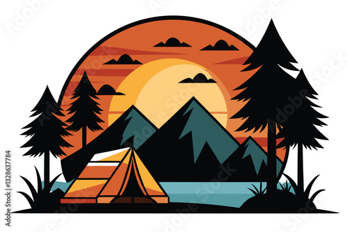 Outdoor Recreation, Nature Lover, Wilderness Camping, Mountain Hiking, Adventure Seeker, Sunset Silhouette