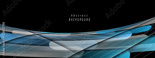 A visually striking abstract art piece featuring flowing waves in dark and blue tones