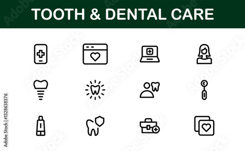 Dental Care and Tooth Icons. Essential Collection for Healthcare, Treatment, and Oral Health Designs