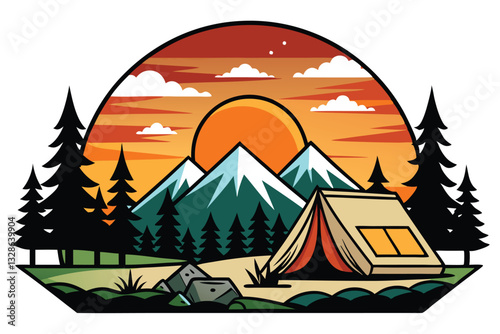 Outdoor Recreation, Nature Lover, Wilderness Camping, Mountain Hiking, Adventure Seeker, Sunset Silhouette