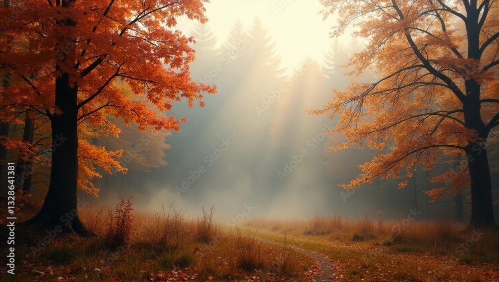autumn forest in the fog autumn forest in the fog