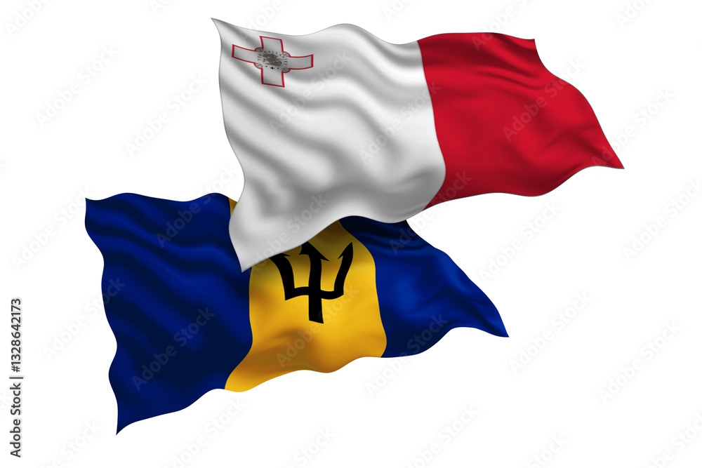 Fototapeta premium Malta and Barbados Friendship Flags Diplomatic Relations of Two countries, Sports competition