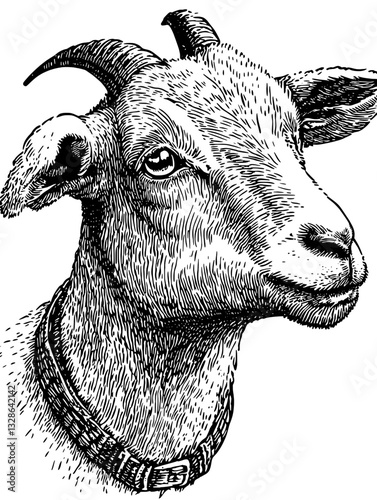 Intricate engraved goat illustration ideal for tattoos and creative packaging designs