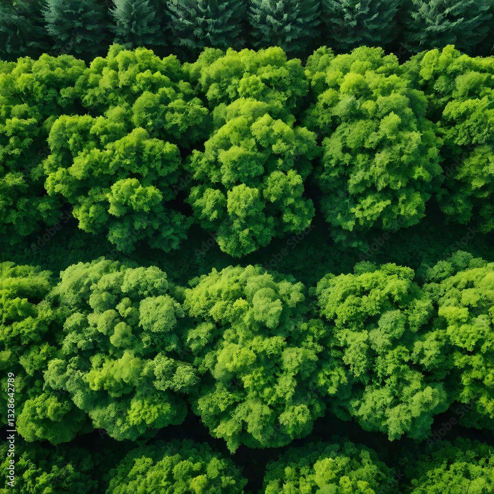 Naklejka premium Aerial View of Lush Green Forest