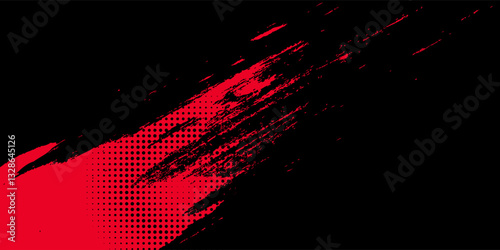 Black and red abstract grunge background with halftone style.