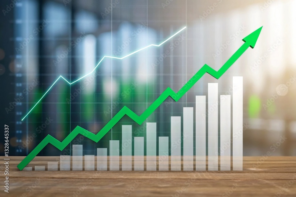 A dynamic financial graph illustration showing an upward trend, symbolizing growth and success in business performance.