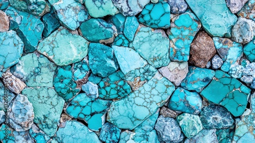 Stunning turquoise colored rocks forming unique patterns and textures amidst ancient stone