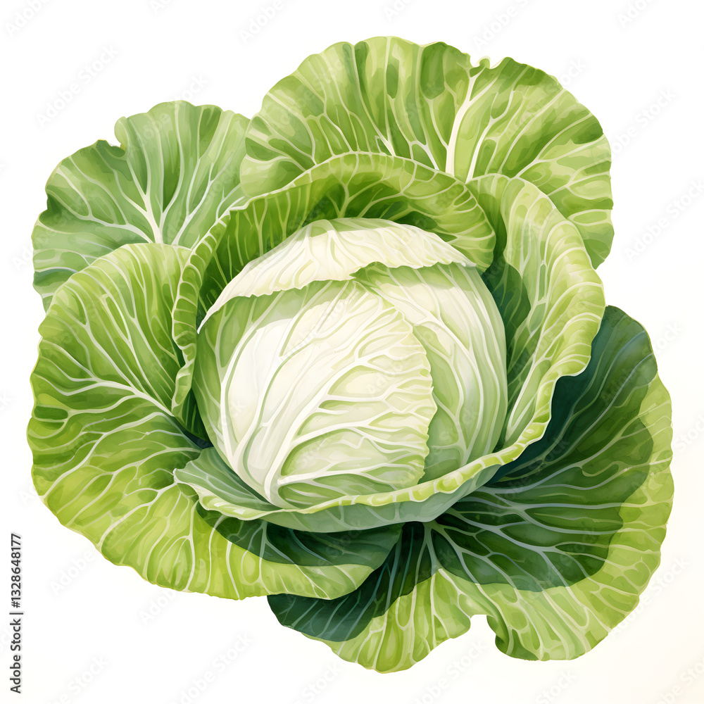 Fototapeta premium Digital technology cabbage watercolor design illustration