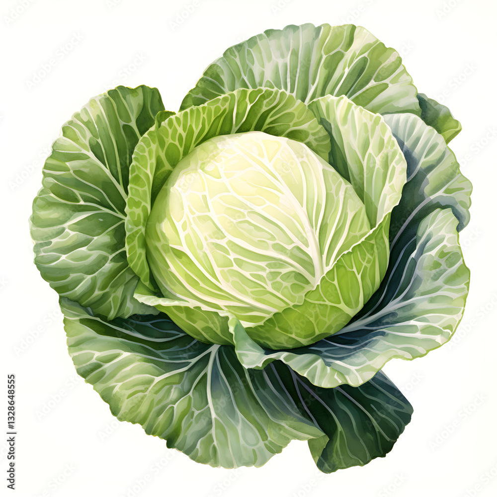 Obraz premium Digital technology cabbage watercolor design illustration