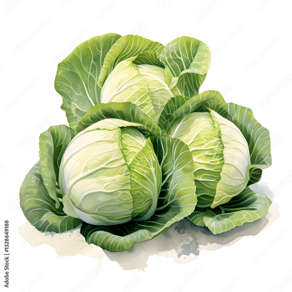 Obraz premium Digital technology cabbage watercolor design illustration
