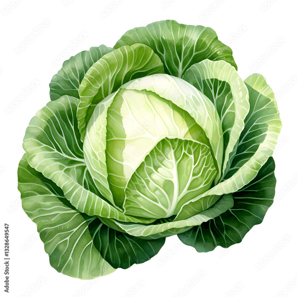Fototapeta premium Digital technology cabbage watercolor design illustration