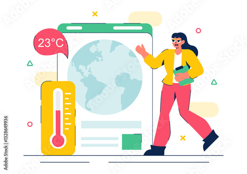 Meteorologist Vector Illustration featuring a Weather Forecaster Analyzing Atmospheric Precipitation Maps and Weather Patterns in a Flat Background