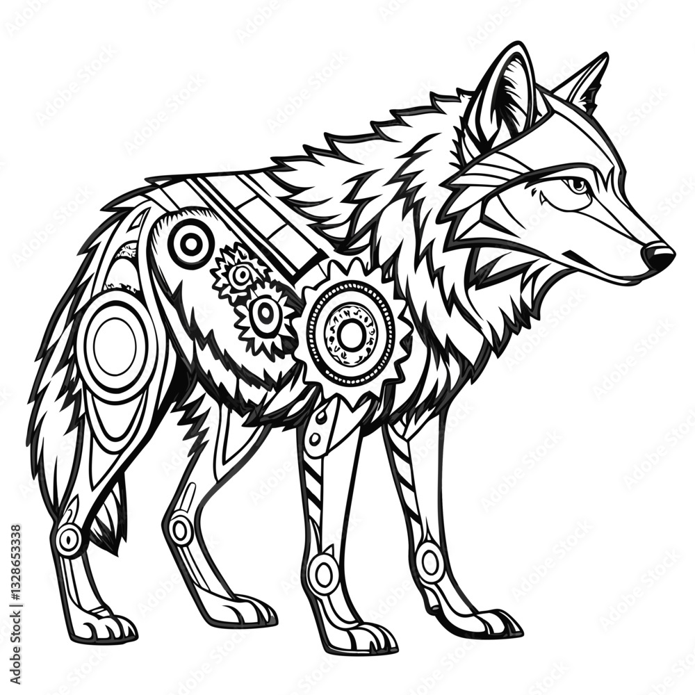 Obraz premium Mystical Wolf with Cosmic Design